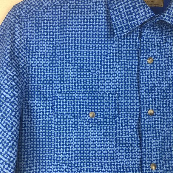 EUC Wrangler Retro Mens Diamond Floral Short Sleeve Pearl Snap Shirt size Large - Picture 7 of 12